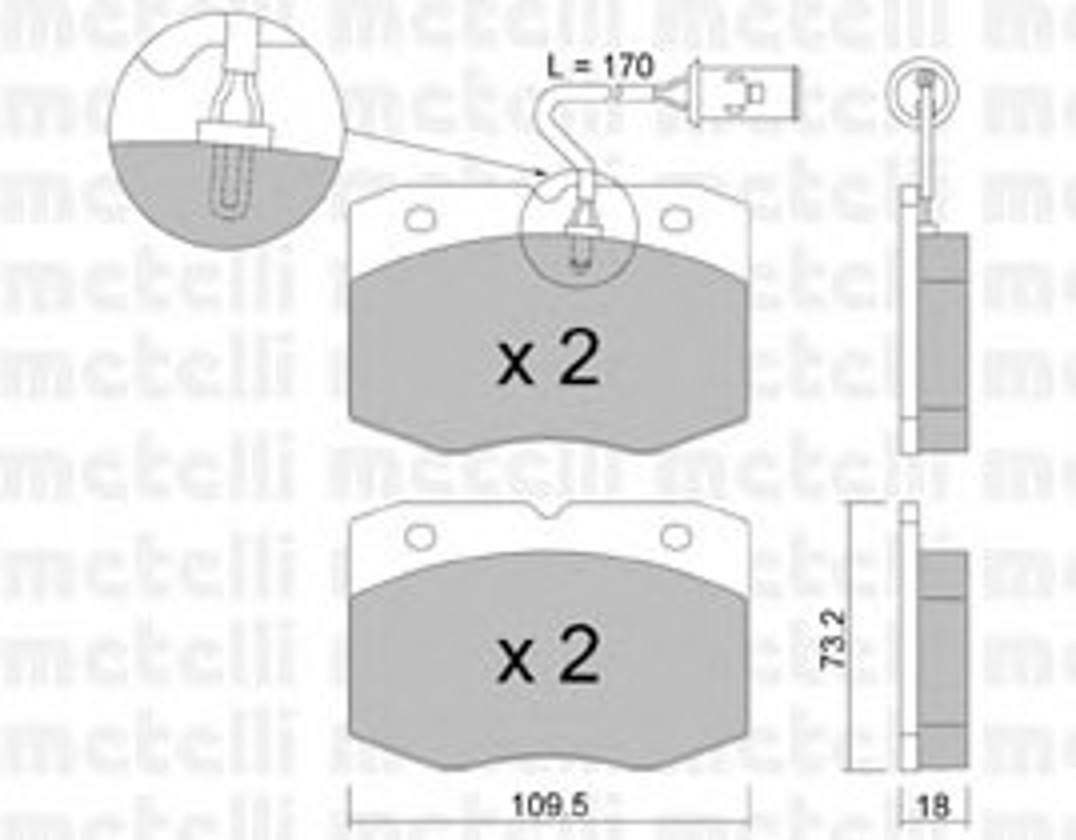 Комплект тормозных колодок дисковый тормоз METELLI 22-0139-0