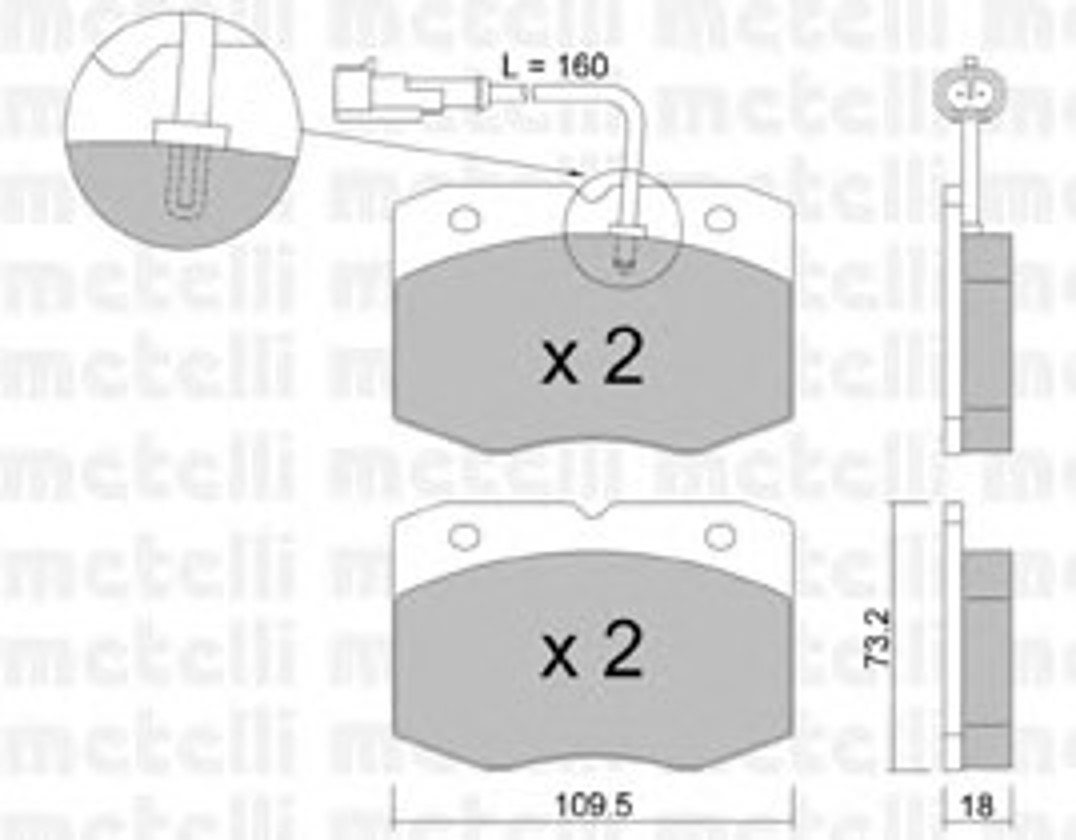 Комплект тормозных колодок дисковый тормоз METELLI 22-0139-1