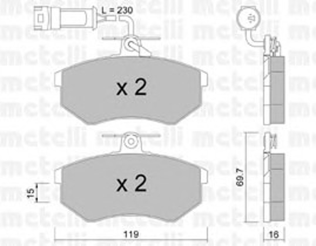 Комплект тормозных колодок дисковый тормоз METELLI 22-0148-3