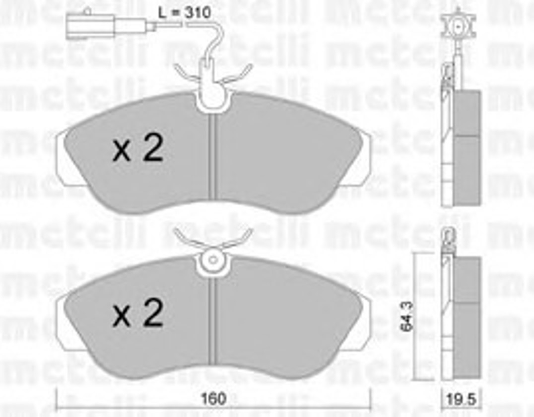 Комплект тормозных колодок дисковый тормоз METELLI 22-0155-1