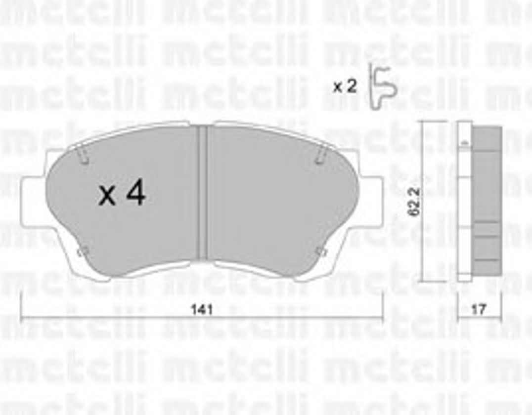 Комплект тормозных колодок дисковый тормоз METELLI 22-0167-0