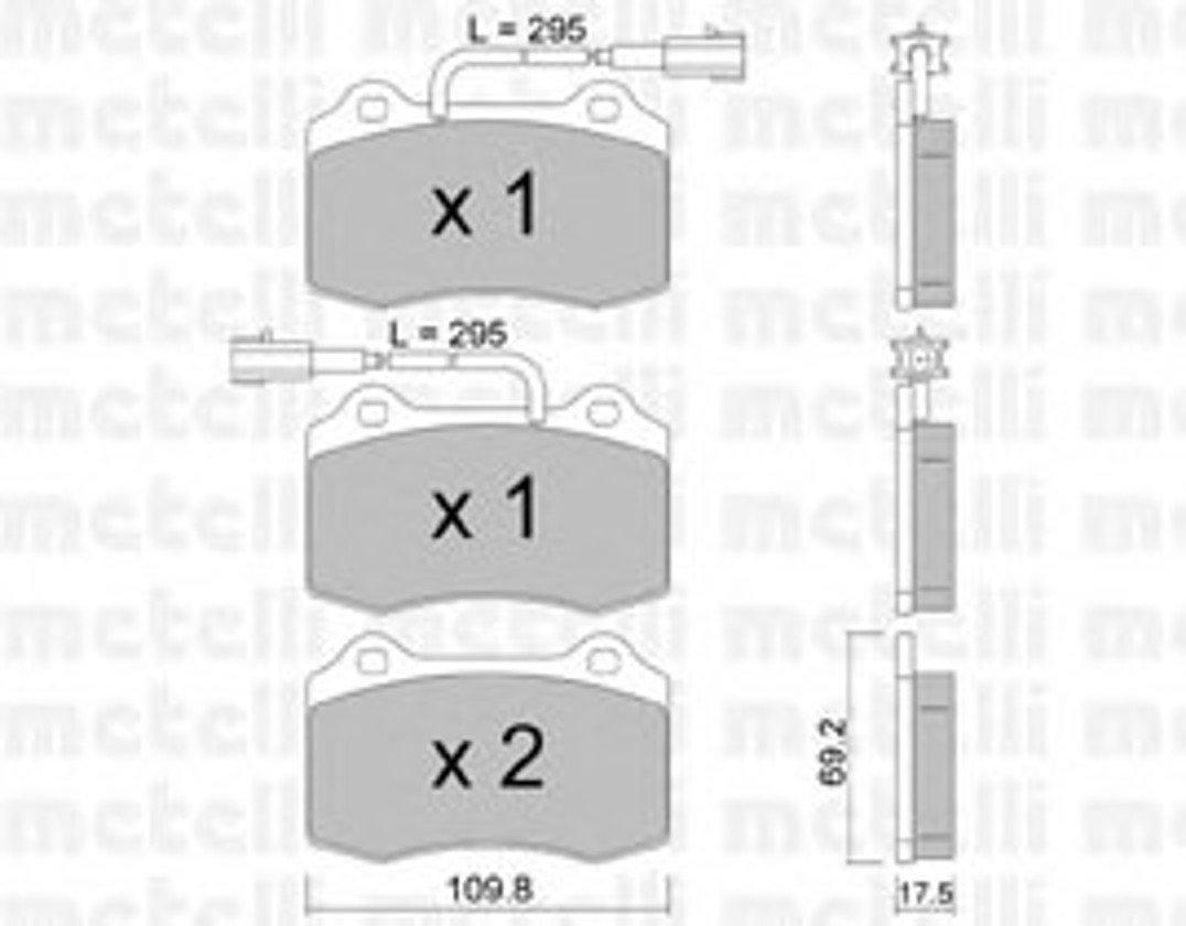 Комплект тормозных колодок дисковый тормоз METELLI 22-0251-0