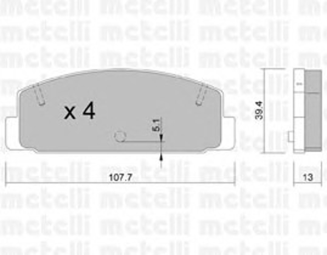 Комплект тормозных колодок дисковый тормоз METELLI 22-0302-0
