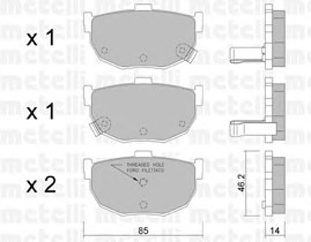 Комплект тормозных колодок дисковый тормоз METELLI 22-0362-1