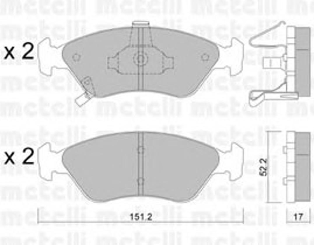 Комплект тормозных колодок дисковый тормоз METELLI 22-0371-0