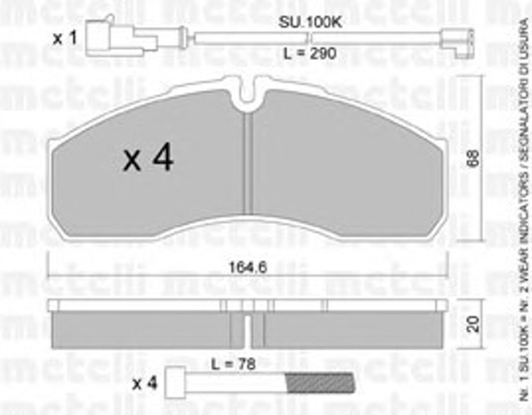 22-0578-0K METELLI Комплект тормозных колодок, дисковый тормоз