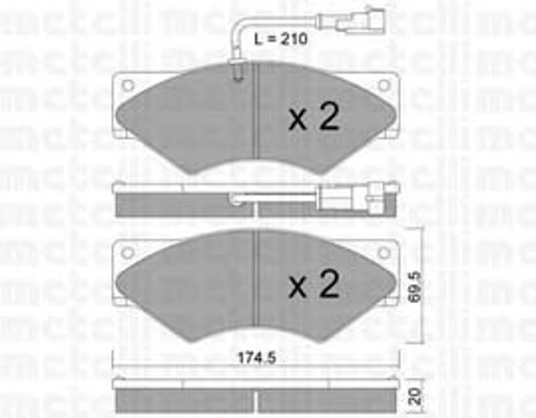 Комплект тормозных колодок дисковый тормоз METELLI 22-0849-1