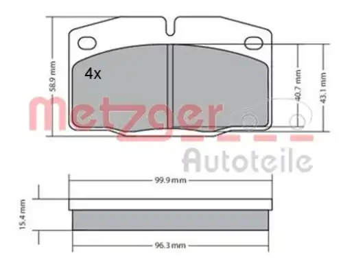 1170234 METZGER Колодки тормозные дисковые