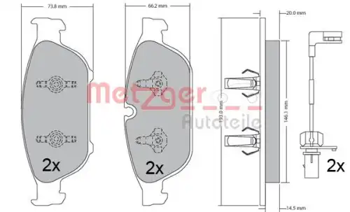 Колодки тормозные дисковые METZGER 1170657
