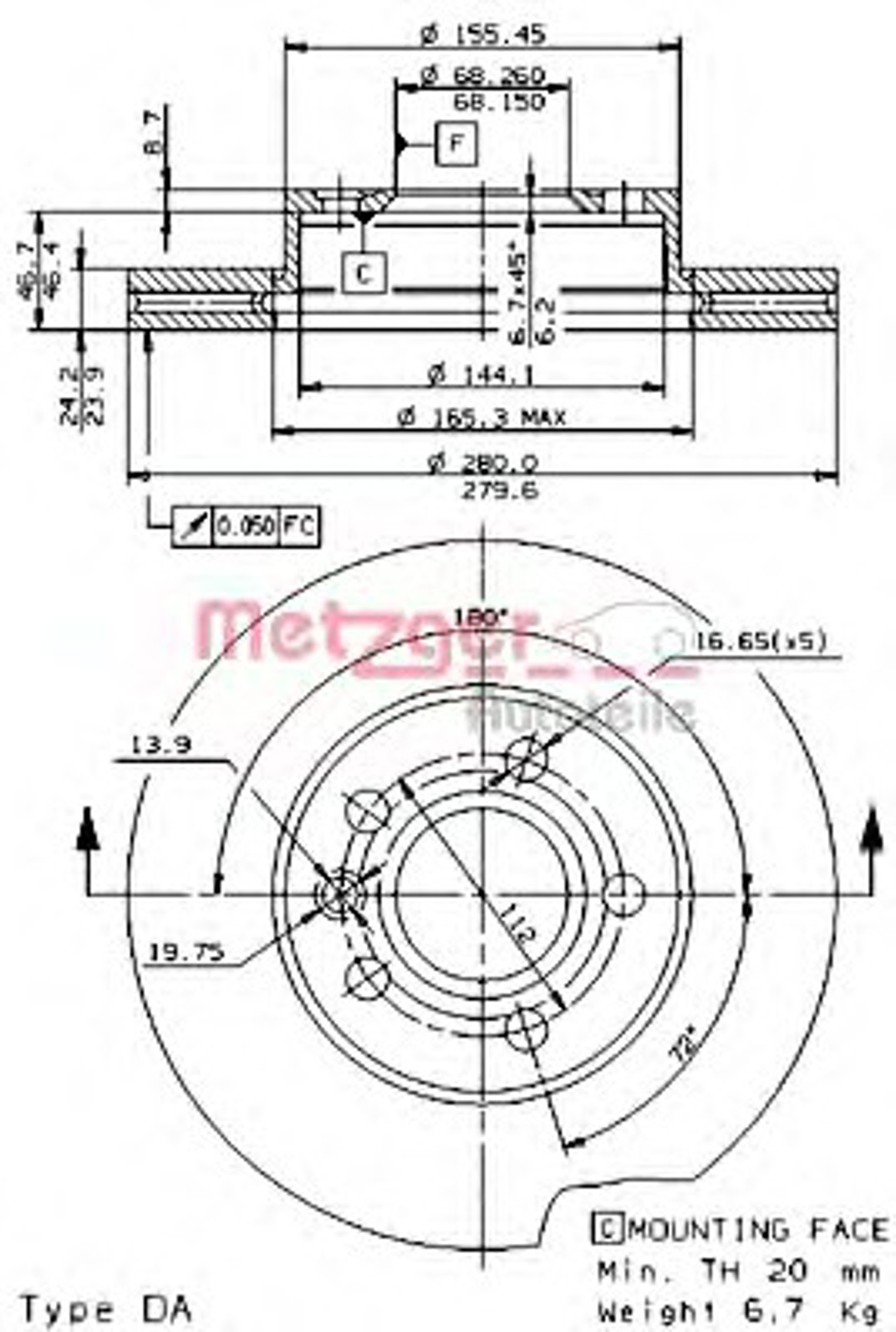 24689 E METZGER Диск тормозной