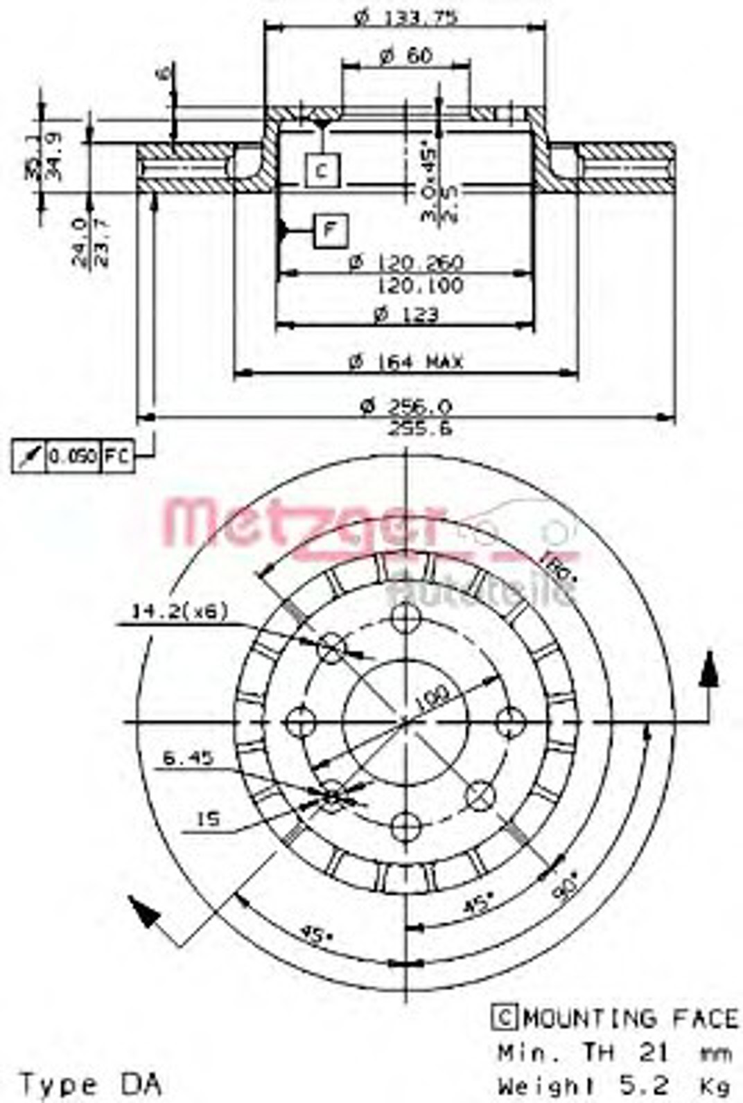 24695 E METZGER Диск тормозной