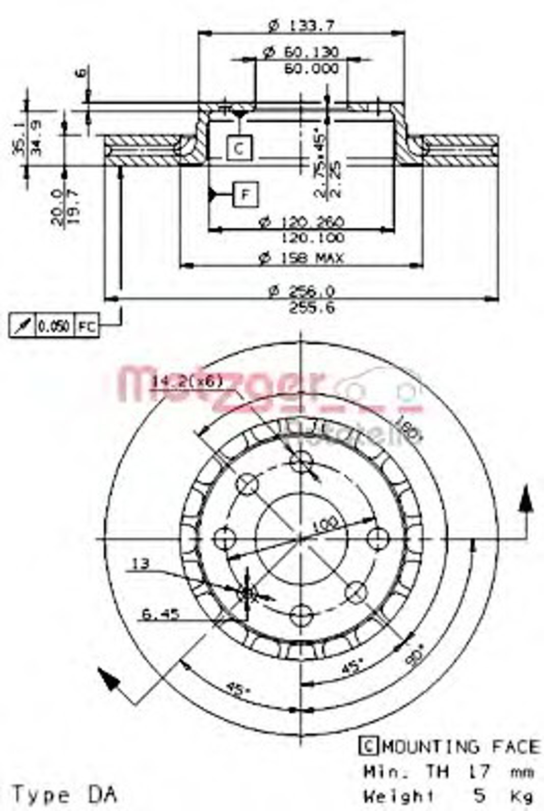 24730 E METZGER Диск тормозной