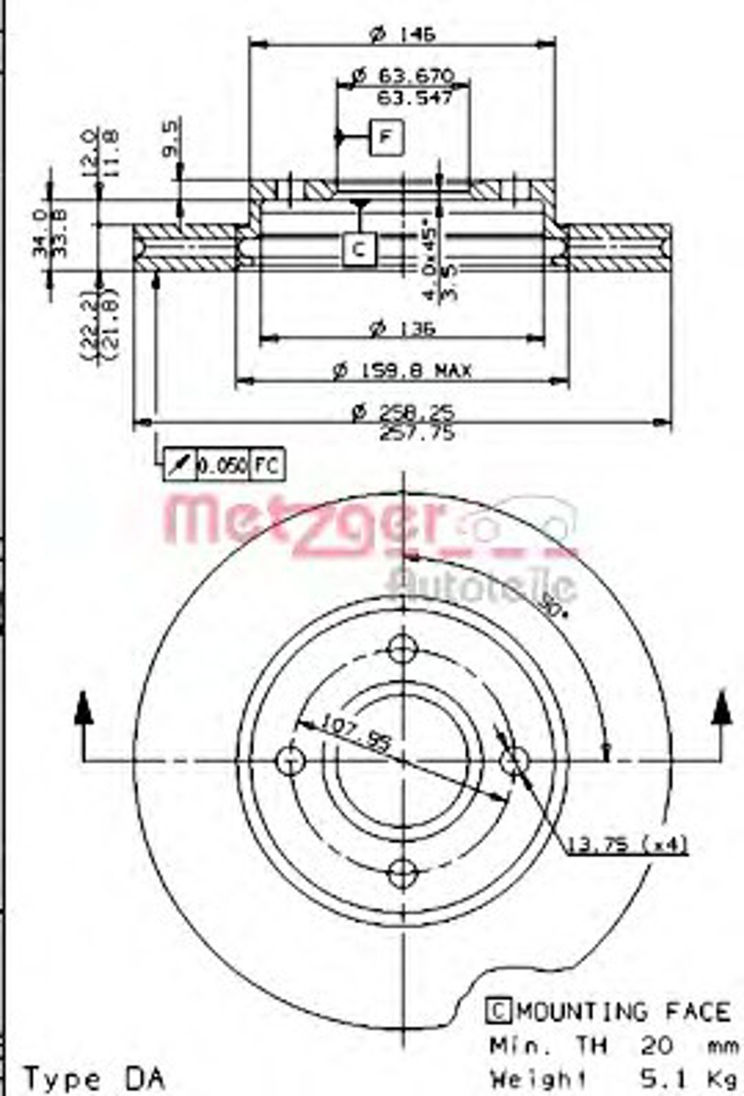 24760 E METZGER Диск тормозной