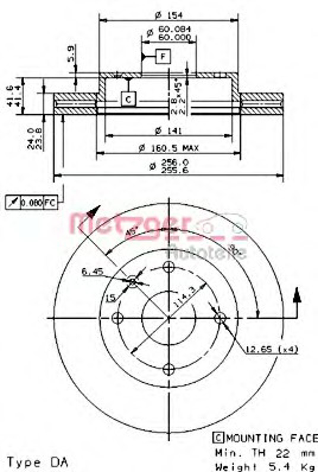 24906 METZGER Диск тормозной