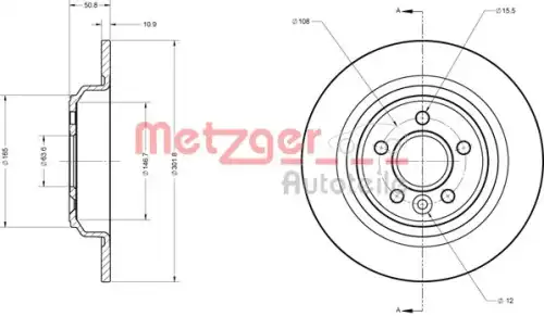 Диск тормозной METZGER 6110053