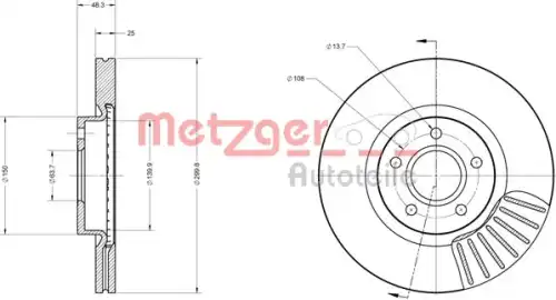 Диск тормозной METZGER 6110162