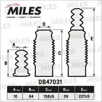 Miles db47031 пыльник+отбойник (к-т на 1 амортизатор) унив. MILES DB47031