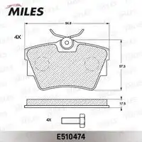 Колодки тормозные opel vivaro 01-/renault trafic 01- задние ceramic MILES E510474