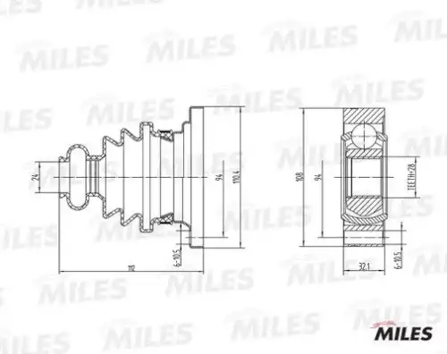 Шрус opel omega/mb vito 2.0-3.0 86-03 нар./внутр. ga00001 MILES GA00001