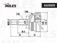 Ga20009 шрус audi 80 1.6/1.8 86-91 нар.(abs) MILES GA20009