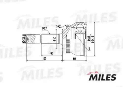 Ga20287 шрус nissan almera n16 1.8-2.2di 00-11 нар. +abs (10013160/211117/0020251/1 ) MILES GA20287