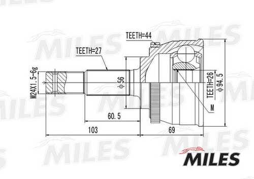 Ga20323 шрус nissan primera 2.0/2.0 02- нар. ga20323 MILES GA20323