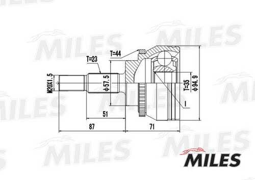 Шрус renault megane i/scenic i 1.6-2.0 96-03 нар. +abs MILES GA20402