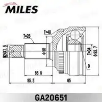 Ga20651 шрус ssang yong new actyon (korando c) 2010-2013 нар. (10702070/080420/0070590/1 ) MILES GA20651