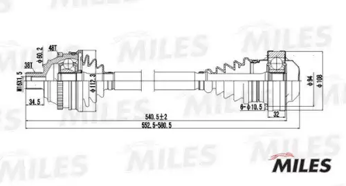 Gc00139 miles привод в сборе лев./прав. (abs) MILES GC00139