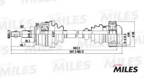 Gc01144 miles привод в сборе передний левый MILES GC01144