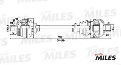 Привод в сборе vw sharan/ford galaxy/seat alhambra 1.9d 95-00 прав.(abs) мкпп gc02136 MILES GC02136