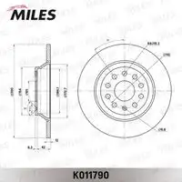 K011790 диск тормозной audi q3 11-/vw passat 14-/tiguan 16- задний d 300мм (trw df6504) k011790 MILES K011790