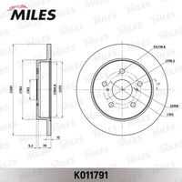 K011791 диск тормозной toyota camry v70/rav 4 18-/lexus nx 14- задний d 281мм. MILES K011791