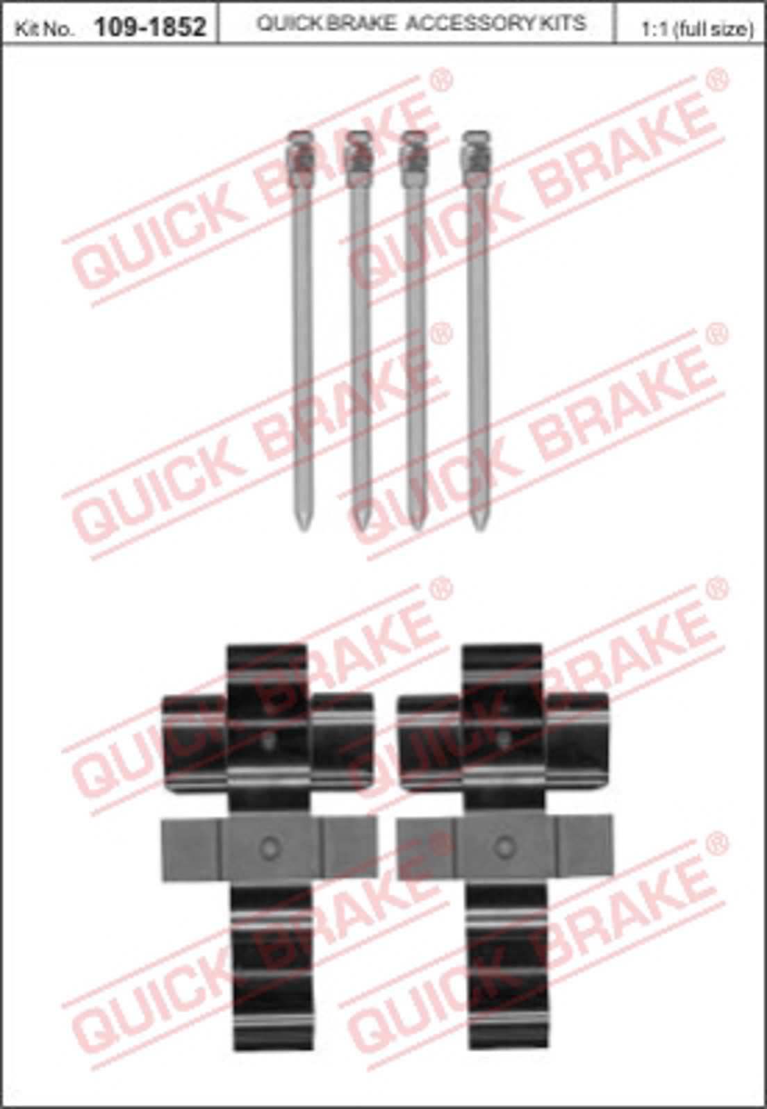 Комплект монтажный тормозных колодок QUICK BRAKE 109-1852
