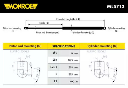 Газовая пружина крышки багажник MONROE ML5713