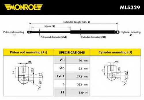 Амортизатор крышки багажника MONROE ML5329