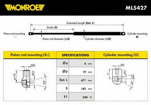 Амортизатор крышки багажника MONROE ML5427