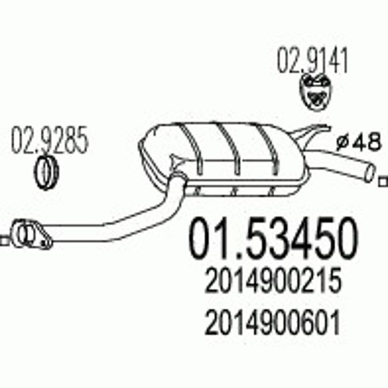 Средний глушитель выхлопных газов MTS 01.53450