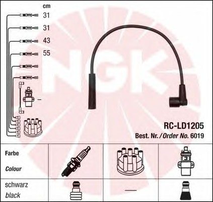 Провод высоковольтный NGK 6019