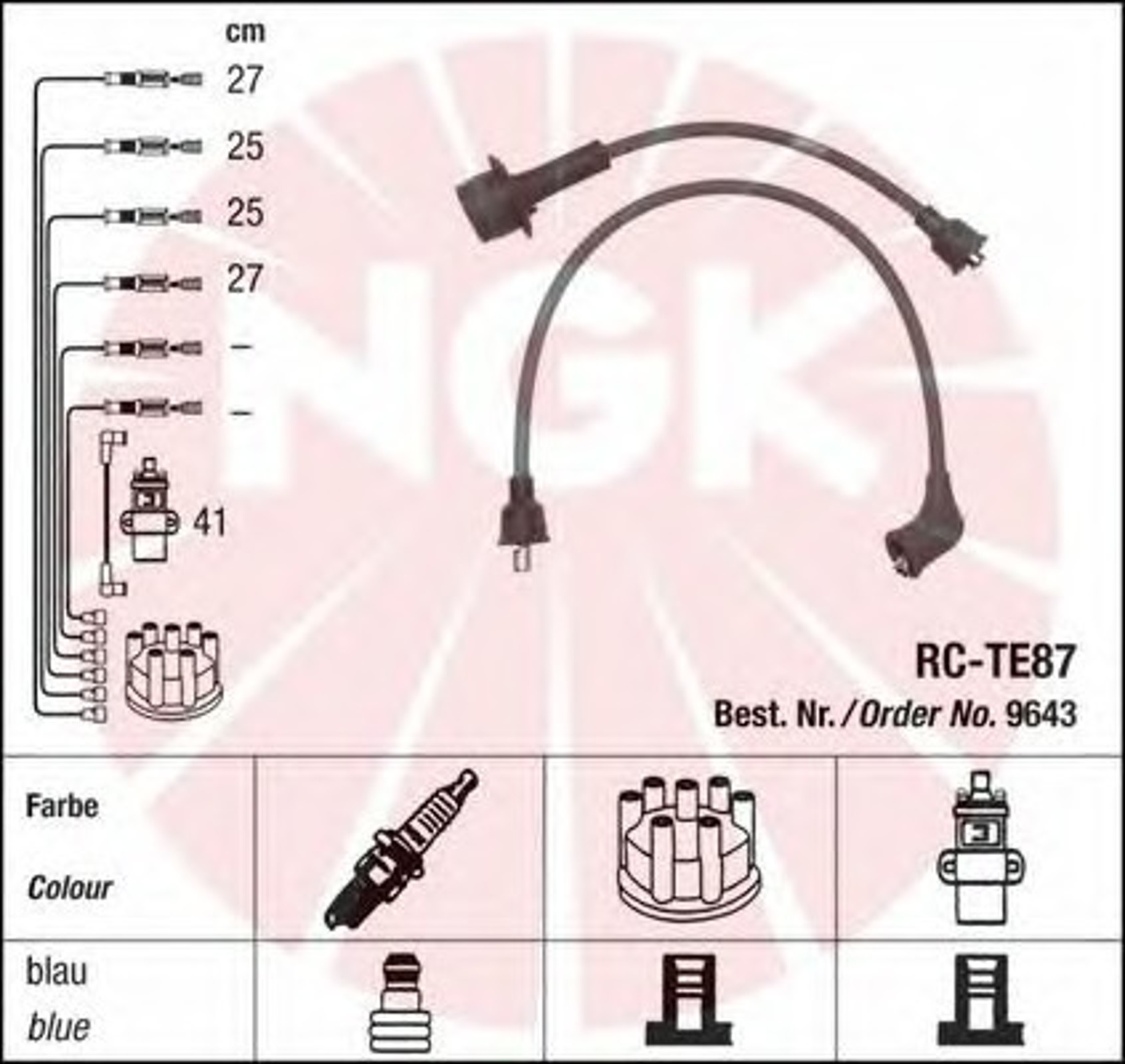 Комплект проводов зажигания NGK 9643
