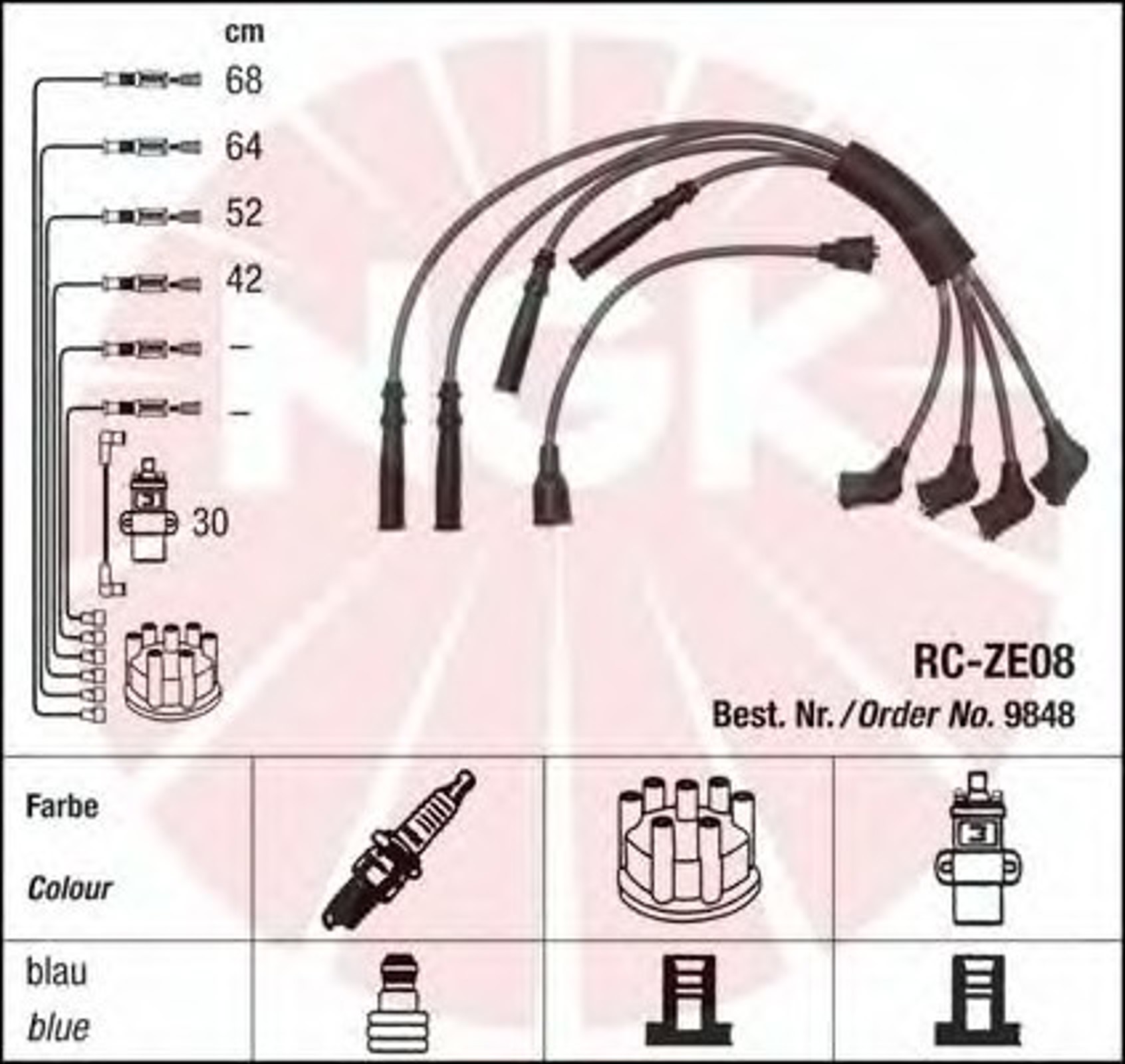 Комплект проводов зажигания NGK 9848