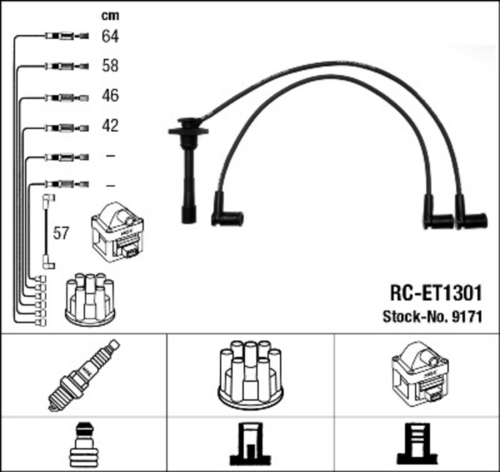 RC-ET1301 NGK Комплект проводов зажигания