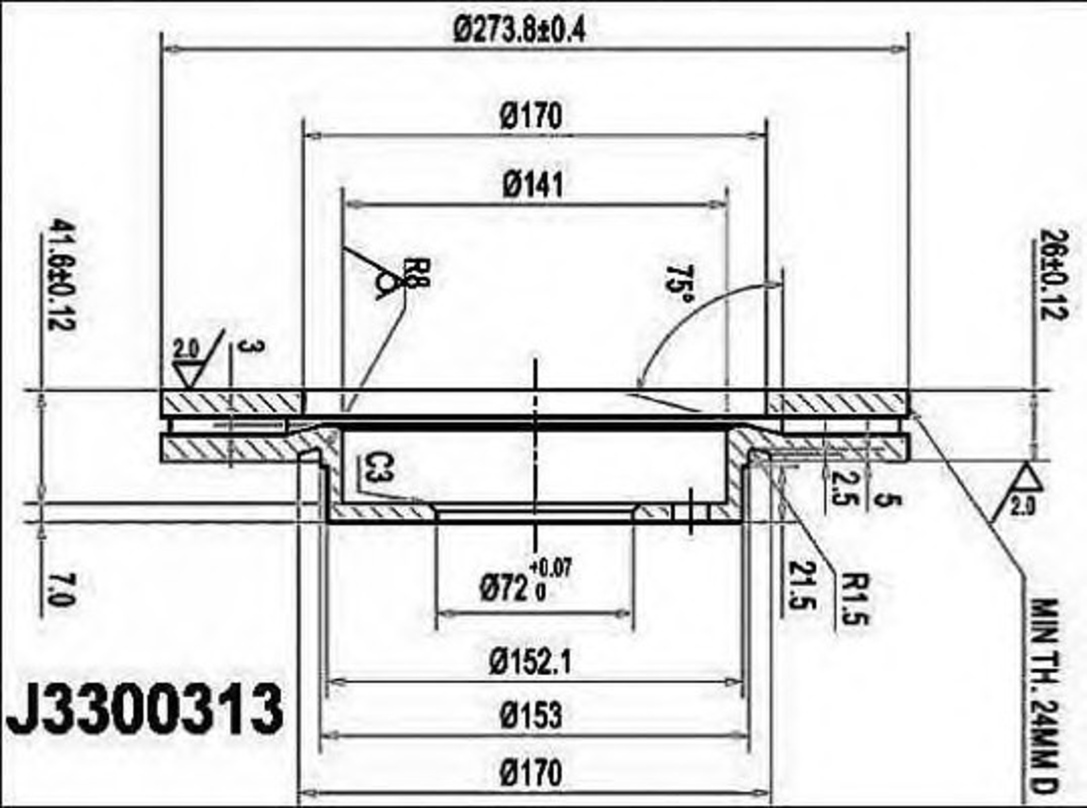 Диск тормозной NIPPARTS J3300313