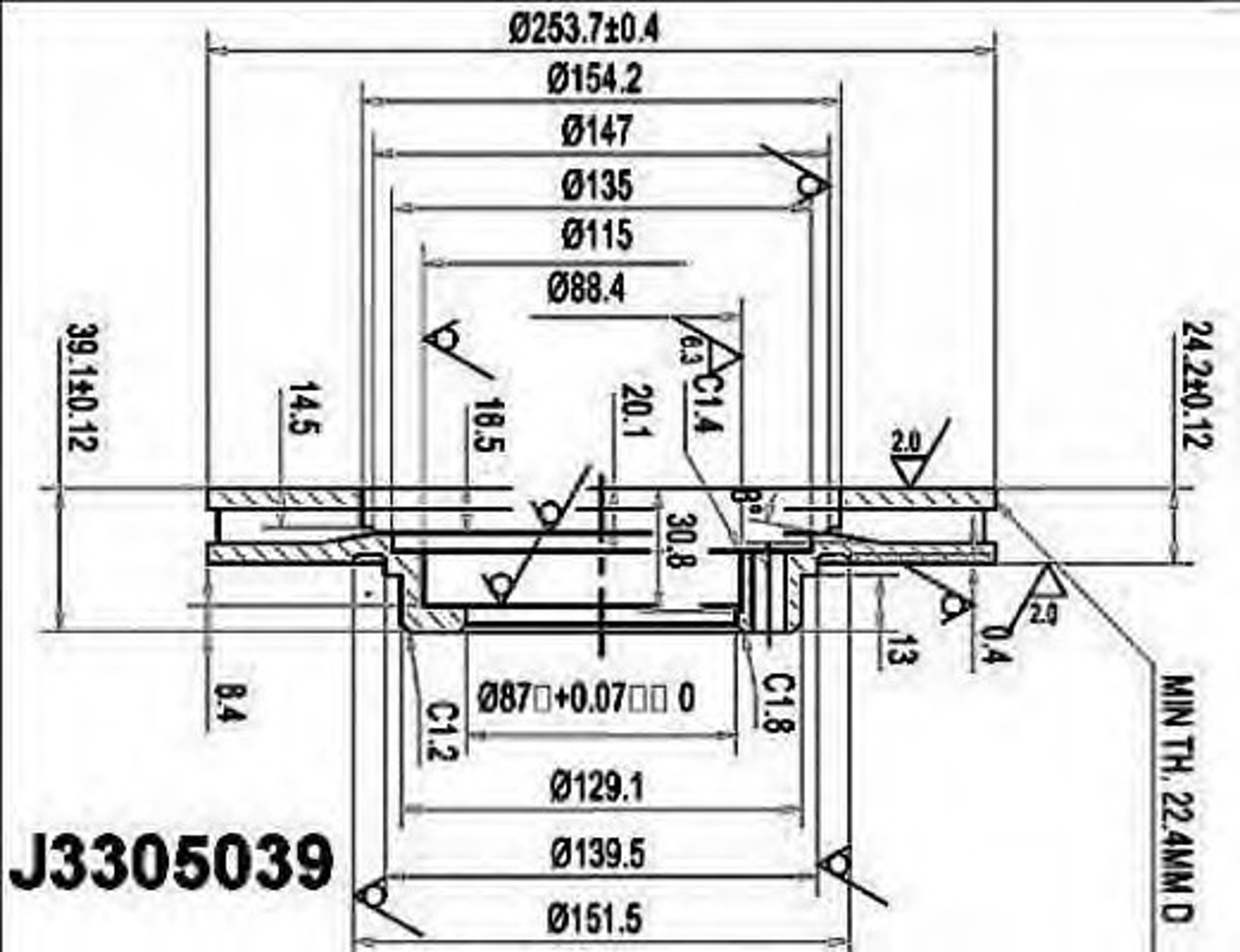 Диск тормозной NIPPARTS J3305039