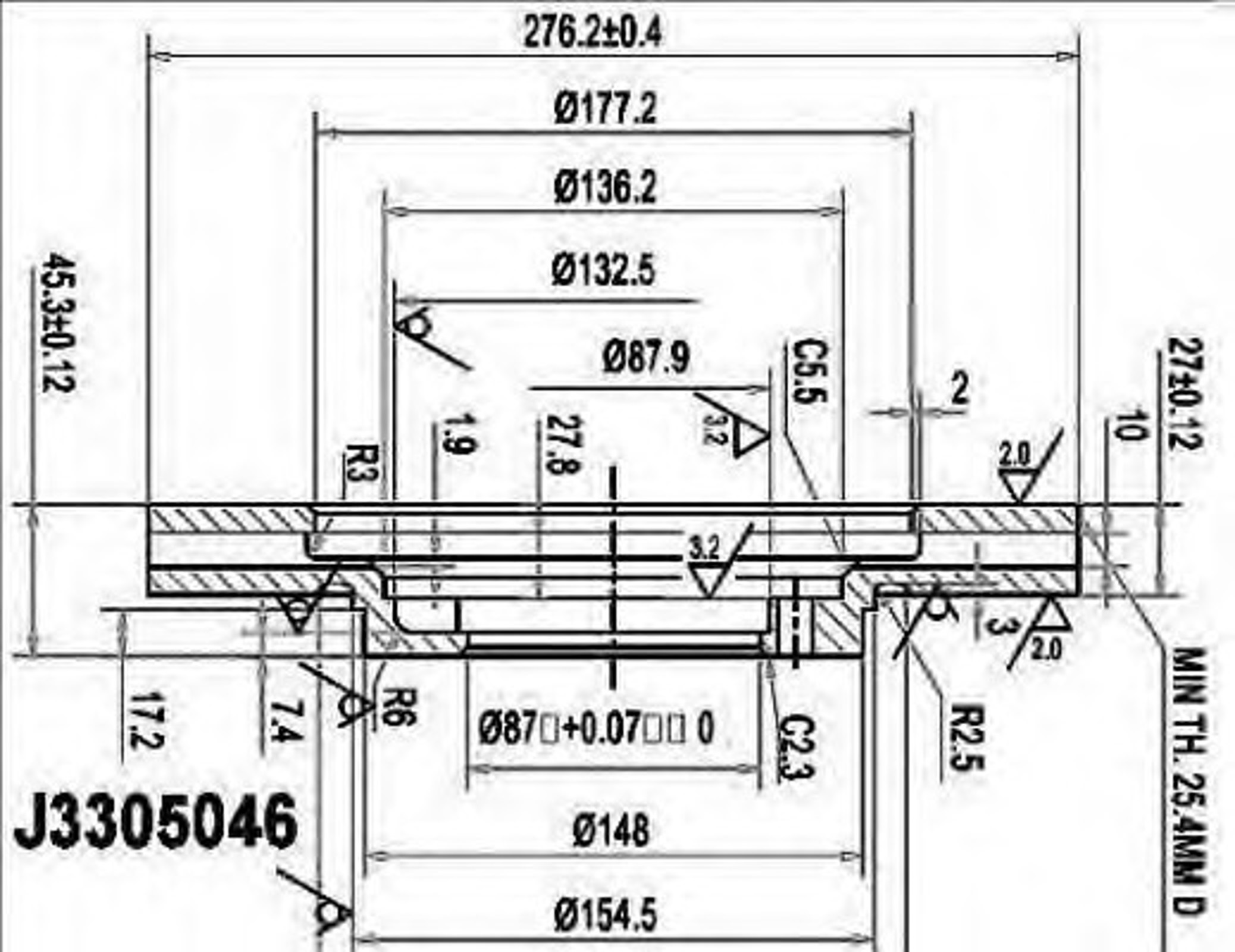 Диск тормозной NIPPARTS J3305046