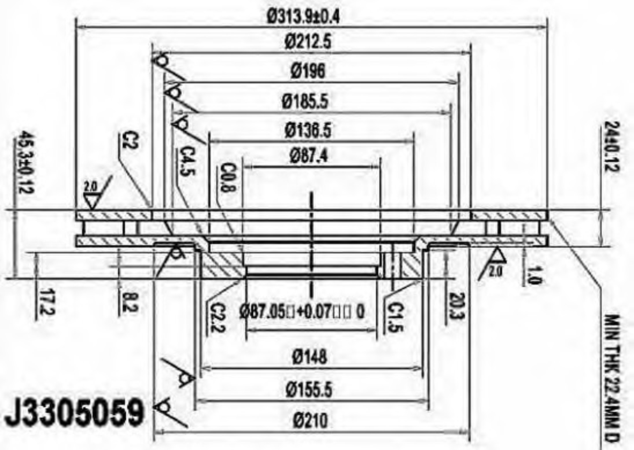 Диск тормозной NIPPARTS J3305059