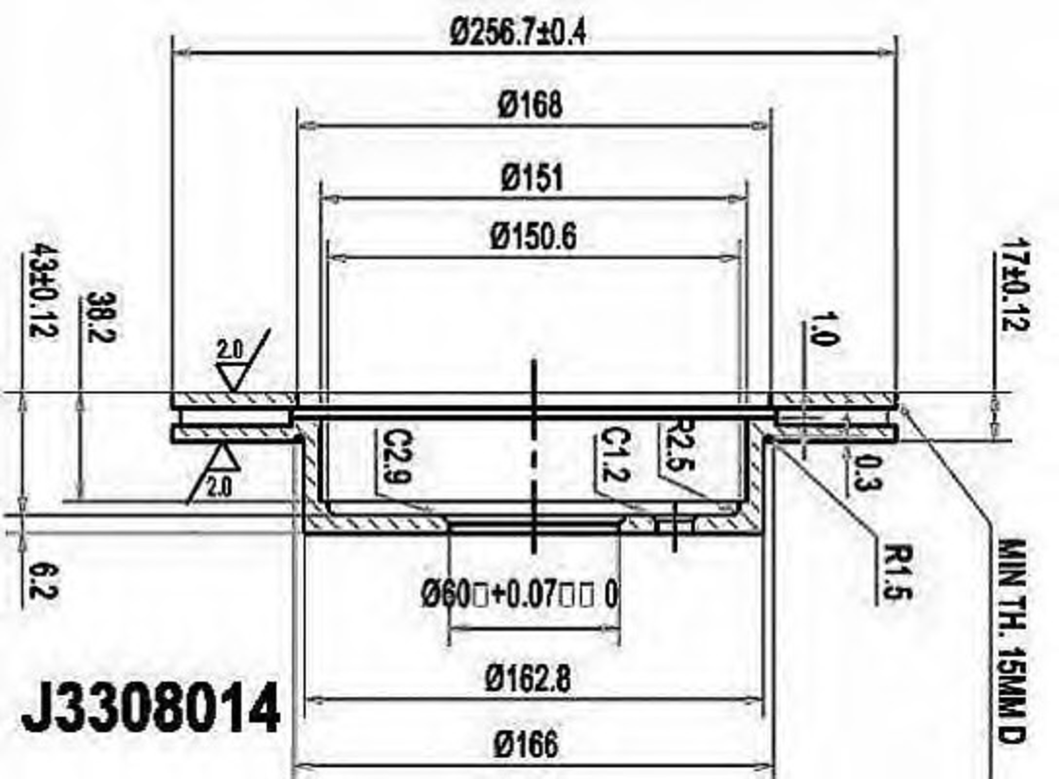 Диск тормозной NIPPARTS J3308014