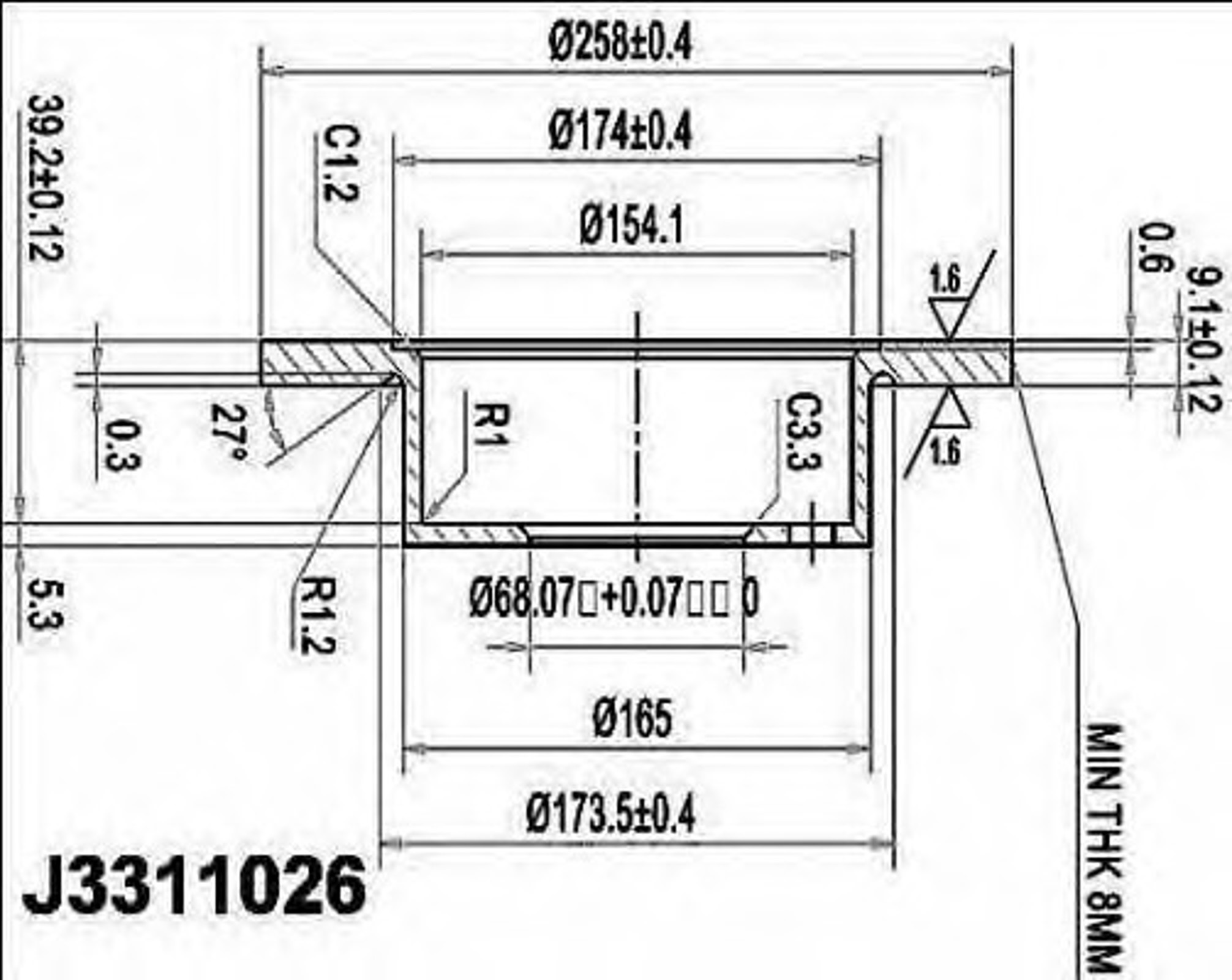 Диск тормозной NIPPARTS J3311026