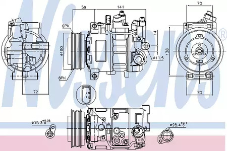 Компрессор кондиционера NISSENS 89052