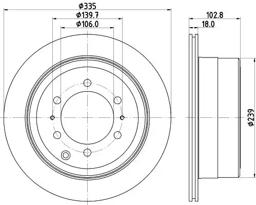 Диск тормозной с покрытием 335x18 NISSHINBO ND1090K